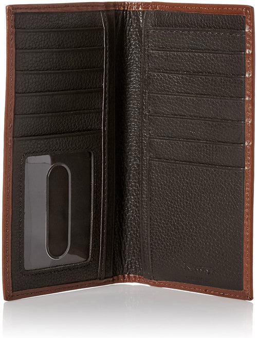Nocona Mens Floral Basketweave Tooled Leather Rodeo Checkbook Wallet (Tan)