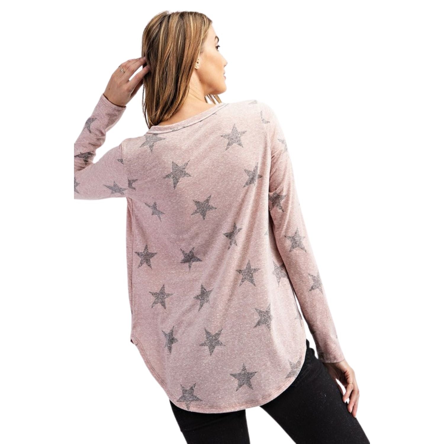 Rae Mode Womens Star Print Long Sleeve Top