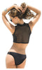Mapale Womens Sexy Zip Front-Mesh Back Bikini Swimsuit Set
