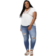 Judy Blue Womens Plus Size Irene Destroyed Hem Skinny Jeans, Medium Blue