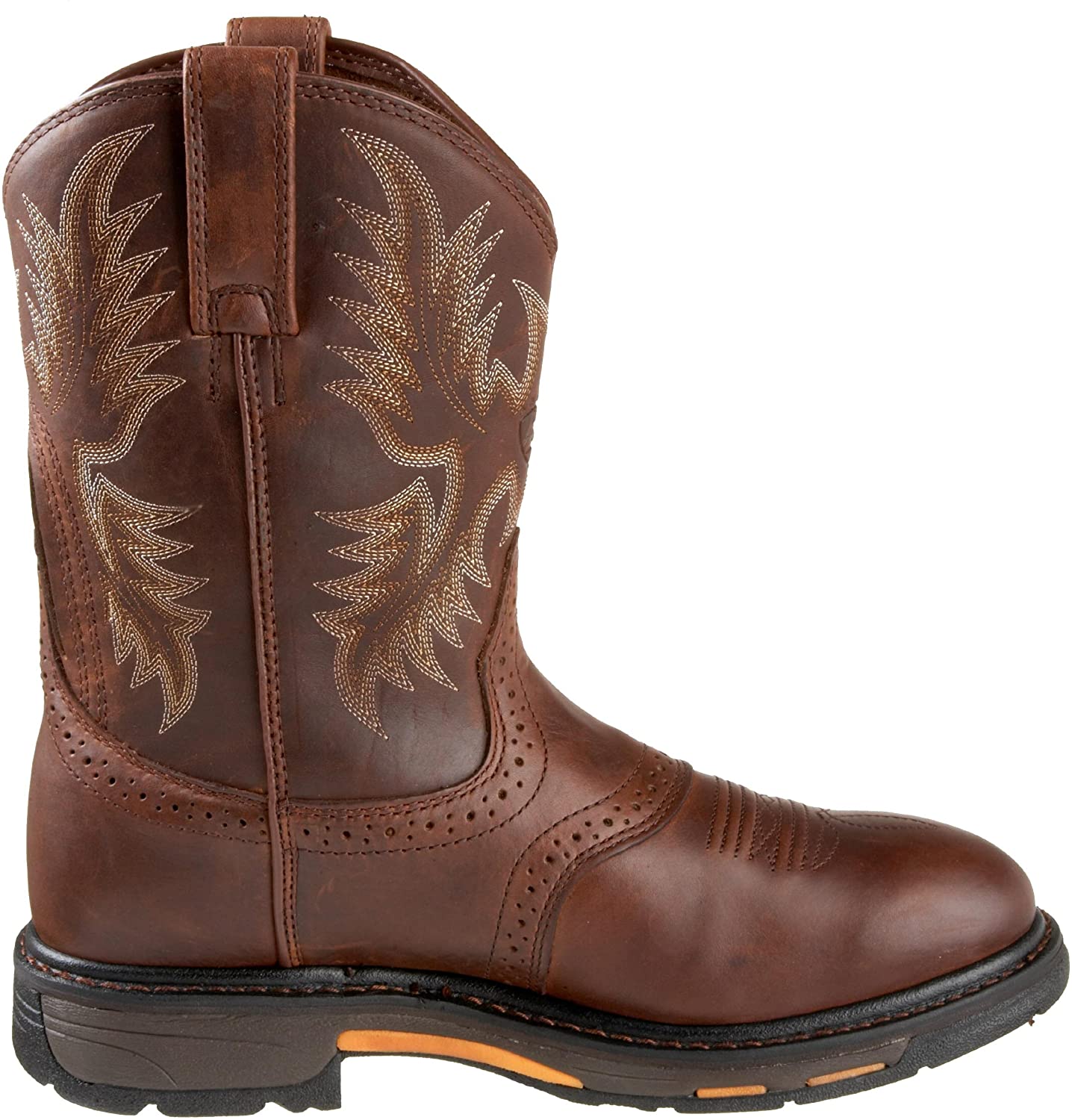 Ariat Men's Workhog Western Pull-On Leather Work Boot, Dark Copper