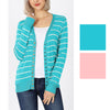 Zenana Womens Striped Snap Button Cardigan Sweater