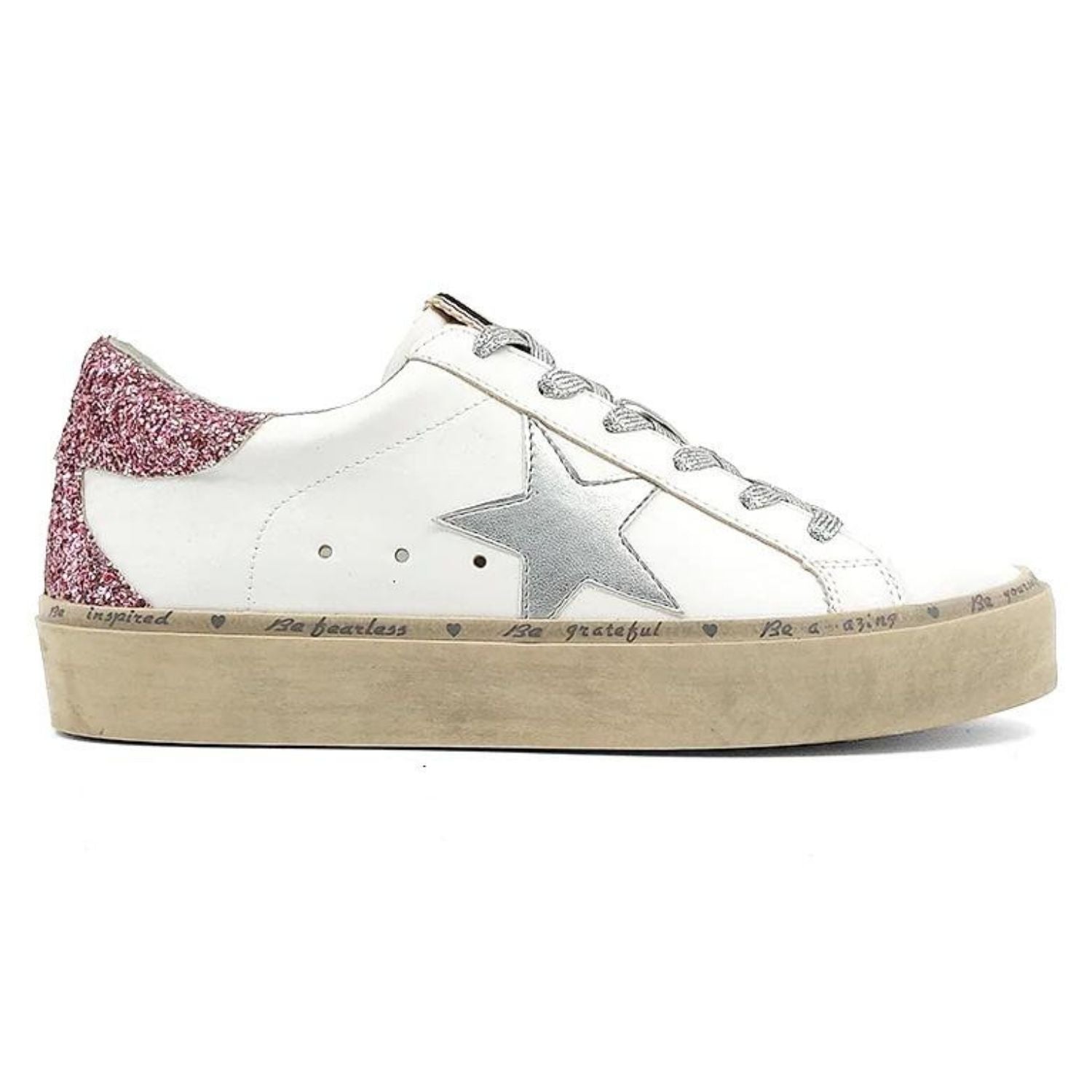 Shu Shop Womens Reba Pre Distressed Star Glitter Fashion Platform Sneakers