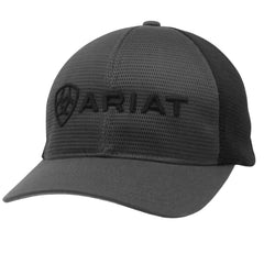 Ariat Mens Embroidered Logo Mesh Snapback Cap Hat (Grey/Black, One Size)