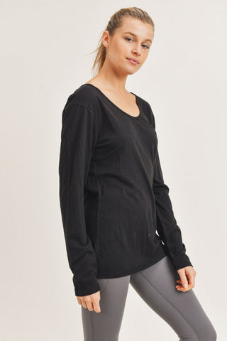 Mono B Womens Longline Deep V-Neck Pocket Short Sleeve Shirt