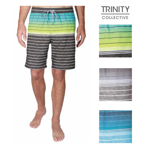 Heat Swimwear Men's Swim Trunk Short, Elastic Waist and Stretch, Blue Stripe