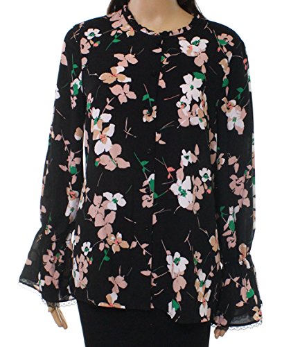 Karl Lagerfeld Womens Floral Bell Sleeve Blouse