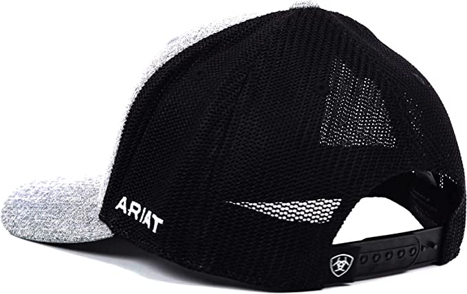 Ariat Mens Rubber Shield Logo Adjustable Snapback Cap Hat (Grey/Black)