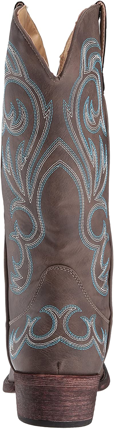 Roper Womens Riley Fashion Faux Leather Snip Toe Brown Western Boot