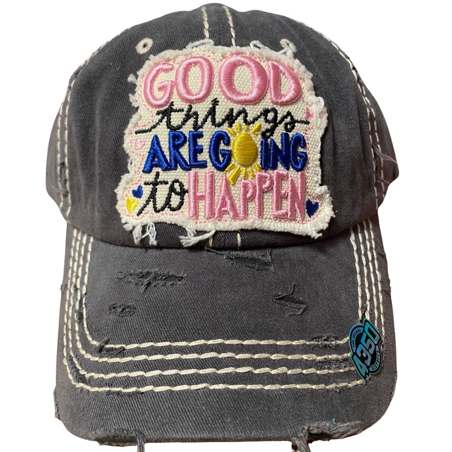 4350 District Womens Baseball Cap Washed Distressed Vintage Adjustable Hat