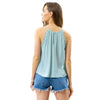 Blu Pepper Womens Scalloped Lace Crepe Knit Halter Top