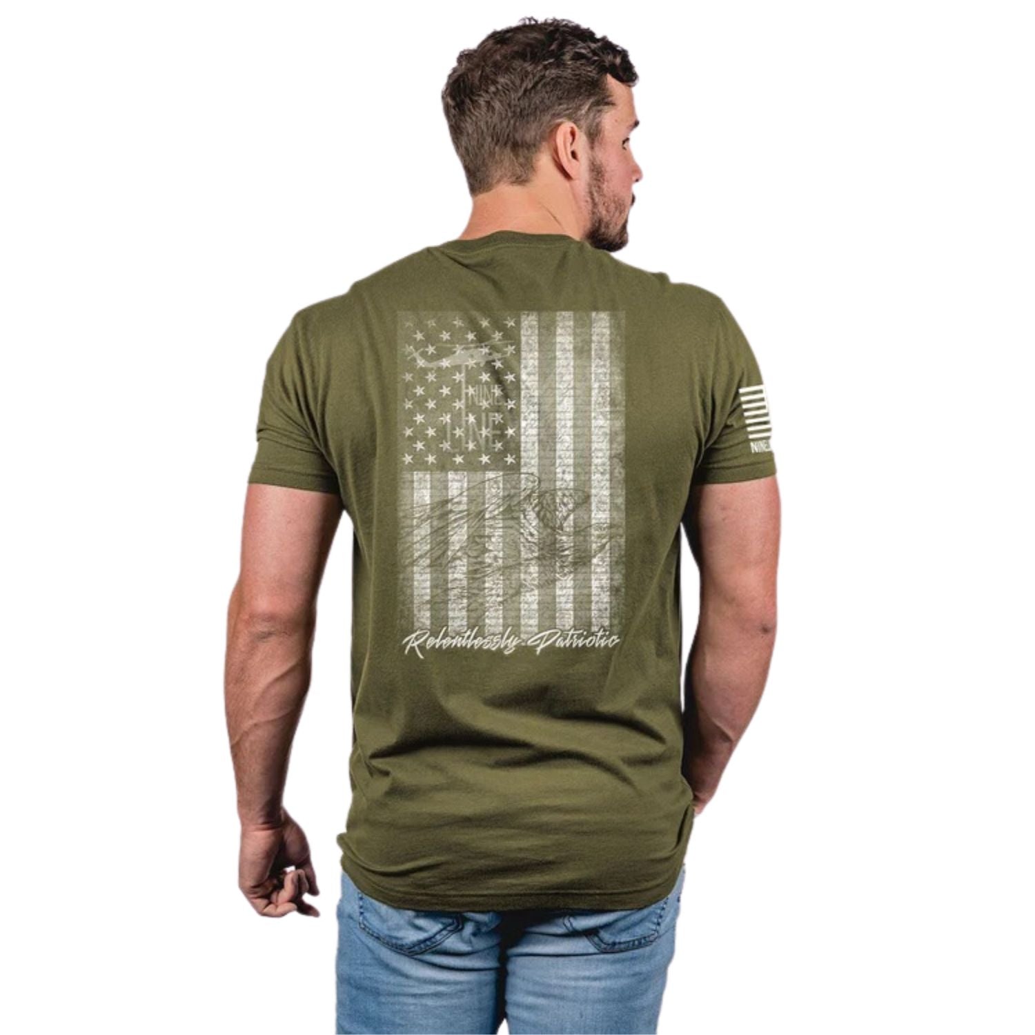 Nine Line Mens "Relentlessly Patriotic" American Drop Line T-Shirt