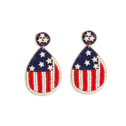 Myra Bag Womens Fuzion American Flag Beaded Earrings