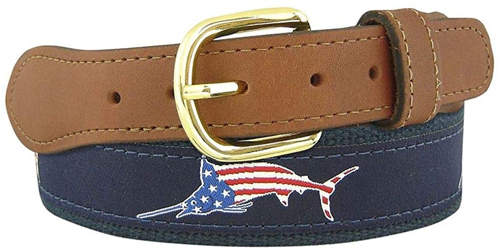ZEP PRO Mens USA Patriotic Marlin Signature Ribbon Belt, Navy
