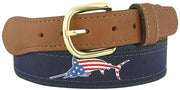 ZEP PRO Mens USA Patriotic Marlin Signature Ribbon Belt, Navy
