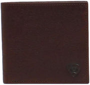 Ariat Mens Shield Logo Leather Bifold Wallet, Dark Copper