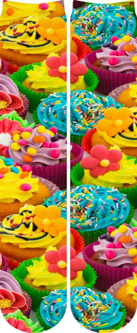 Sublime Designs Adult Fun Printed Knee High Socks-Savory Cupcakes