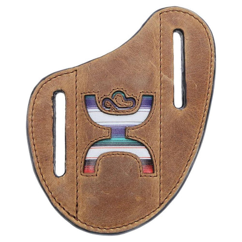 Hooey Tan Leather Pancake Knife Sheath with Logo- Tan/Serape