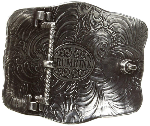 Crumrine Mens Western Bison Scalloped Belt Buckle (Silver)