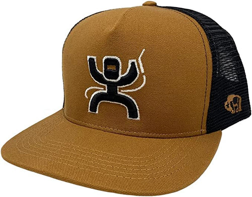 Hooey Mens Arc Welding Hooey Logo Snapback Baseball Cap Trucker Hat, Tan / Black