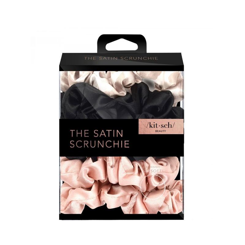 Kitsch Womens No Crease Satin Sleep Scrunchies (Assorted, 5 Pack)