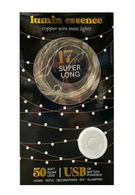 Lumin Essence Copper Wire Mini Lights, USB or Battery Operated – 17 ft