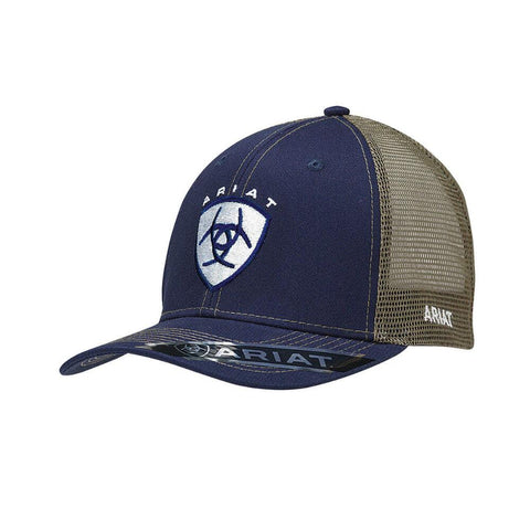 Ariat Mens Richardson 112 USA Flag Patch Snapback Cap Hat (Navy/Grey)