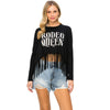 Vocal Apparel Womens Long Sleeve Fringe Hem Rodeo Queen Top