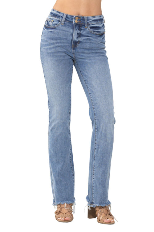 Judy Blue womens High Waist Double Button Boot Cut Denim Jeans