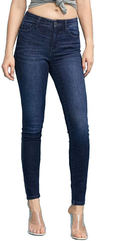 Judy Blue Womens Distressed High Rise Lemon Patch Skinny Jeans