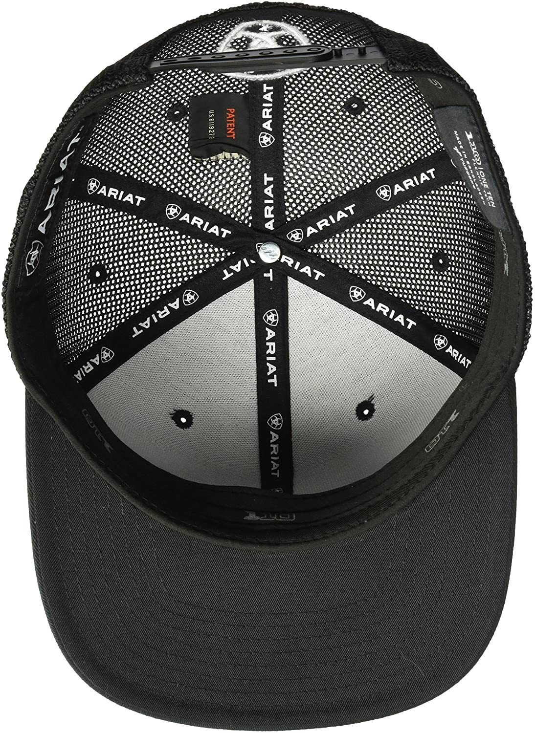 Ariat Men's Adjustable Snapback Mesh Cap Hat (Aztec Black, One Size)