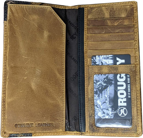 Hooey Mens Roughy Shiloh Rodeo Wallet, Tan / Black Ostrich