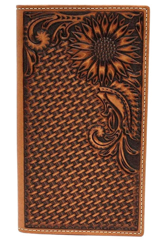 Ariat Performance Work Front Pocket Bifold Money Clip Wallet (Brown Rowdy)