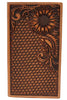 Nocona Mens Floral Basketweave Tooled Leather Rodeo Checkbook Wallet (Tan)