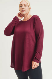 Mono B Womens Curved Hem Long Sleeve Flow Top