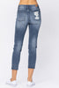 Judy Blue Womens Cropped Boyfriend Jeans with Raw Hem and High Waist