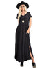 Rae Mode Womens V-Neck Slit Side With Pockets Maxi Dress