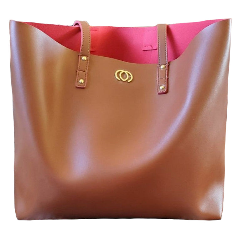 Minicci Womens Faux Leather Fashion Shoulder Bag Tote (Brown, 12"x12")