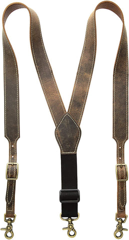 Nocona Mens Basic Adjustable Leather Gallus Suspenders