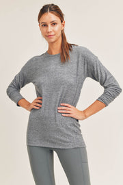 Mono B Womens Brushed Crew Neck Long Sleeve Top