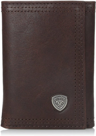 Ariat Men's Rowdy Trifold Leather Wallet (Dark Copper)