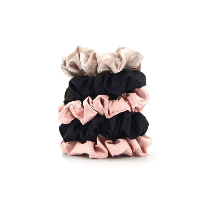 Kitsch Womens No Crease Satin Sleep Scrunchies (Assorted, 5 Pack)