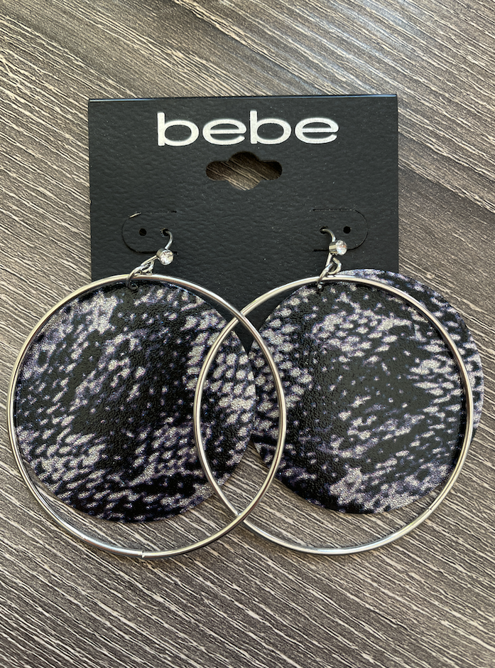 Bebe Snakeskin Round Earrings
