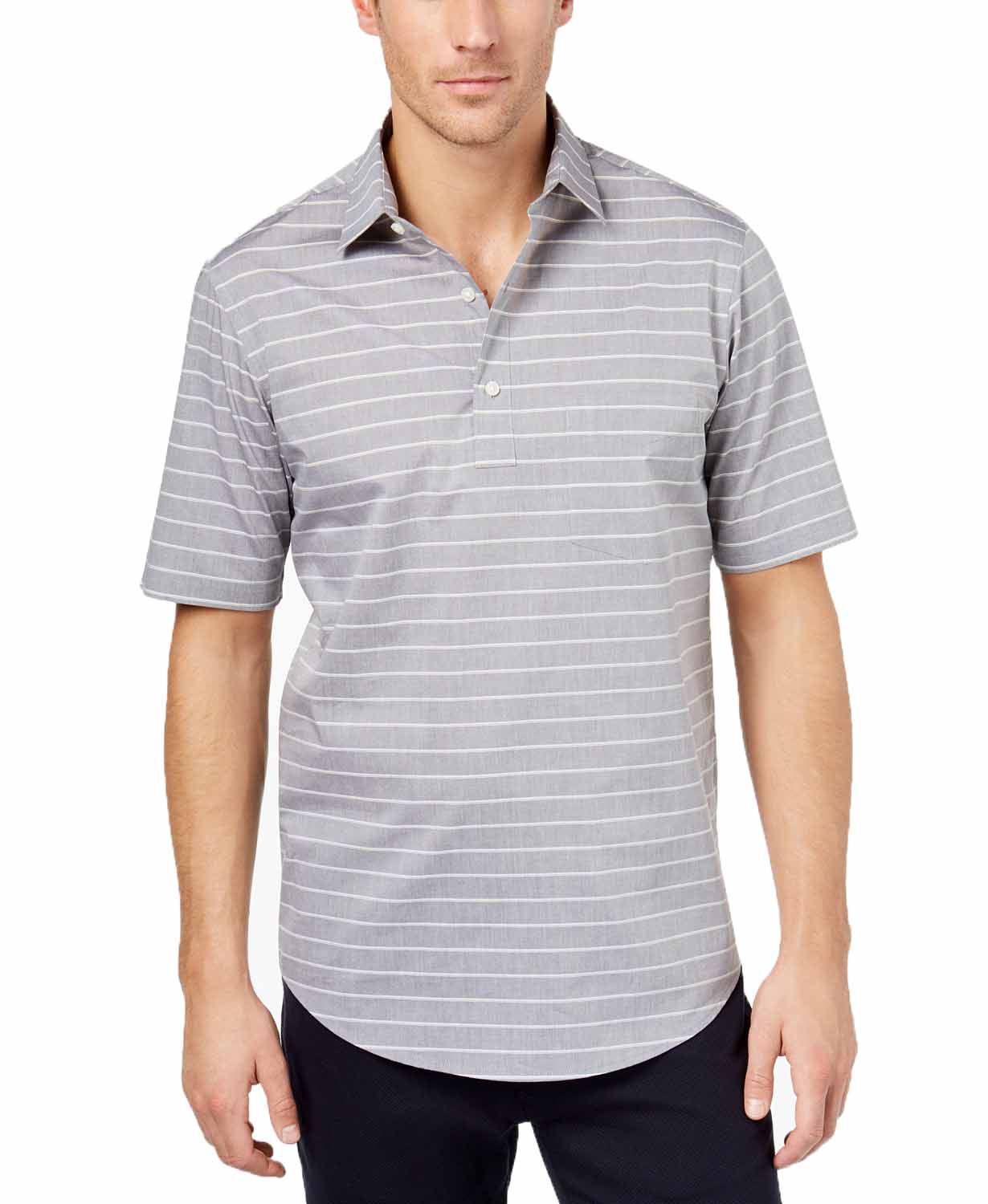 Club Room Mens Small Popover Striped Polo Shirt