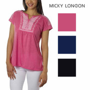 Micky London Womens Embroidered Blouse