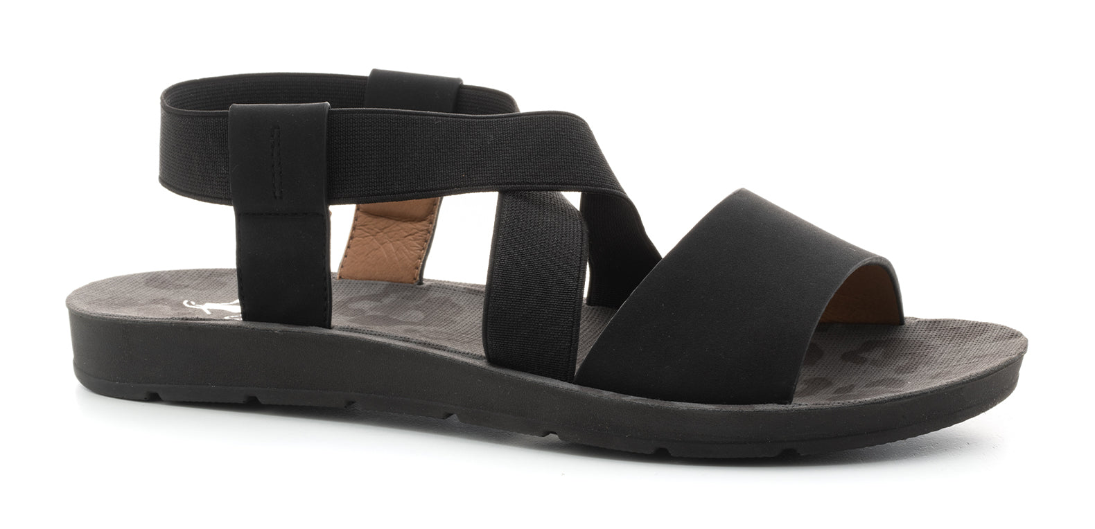 Corkys Womens Thrive Faux Leather Cris-Cross Elastic Strap Sandal
