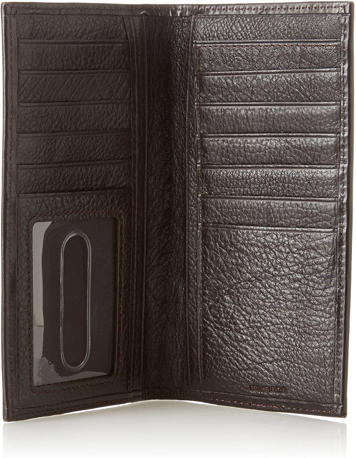 Nocona Mens Vintage Ostrich Leather Rodeo Wallet Checkbook Cover (Brown)