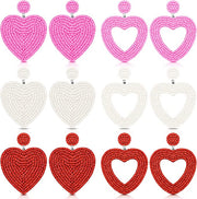 Womens Fashion Bead Open Heart Earrings