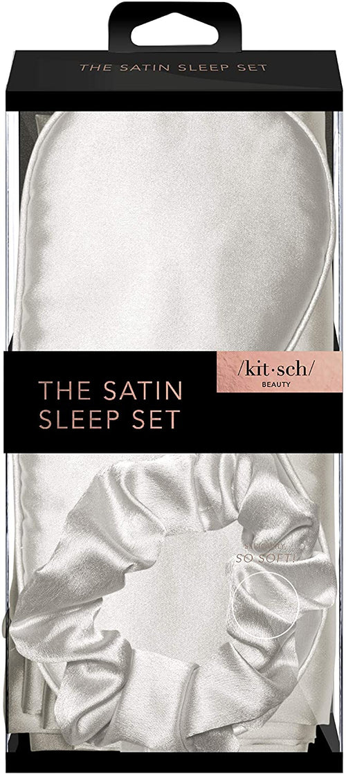 Kitsch Womens Satin Sleep Hair Care Accessory Set (Silver, 3 Piece)
