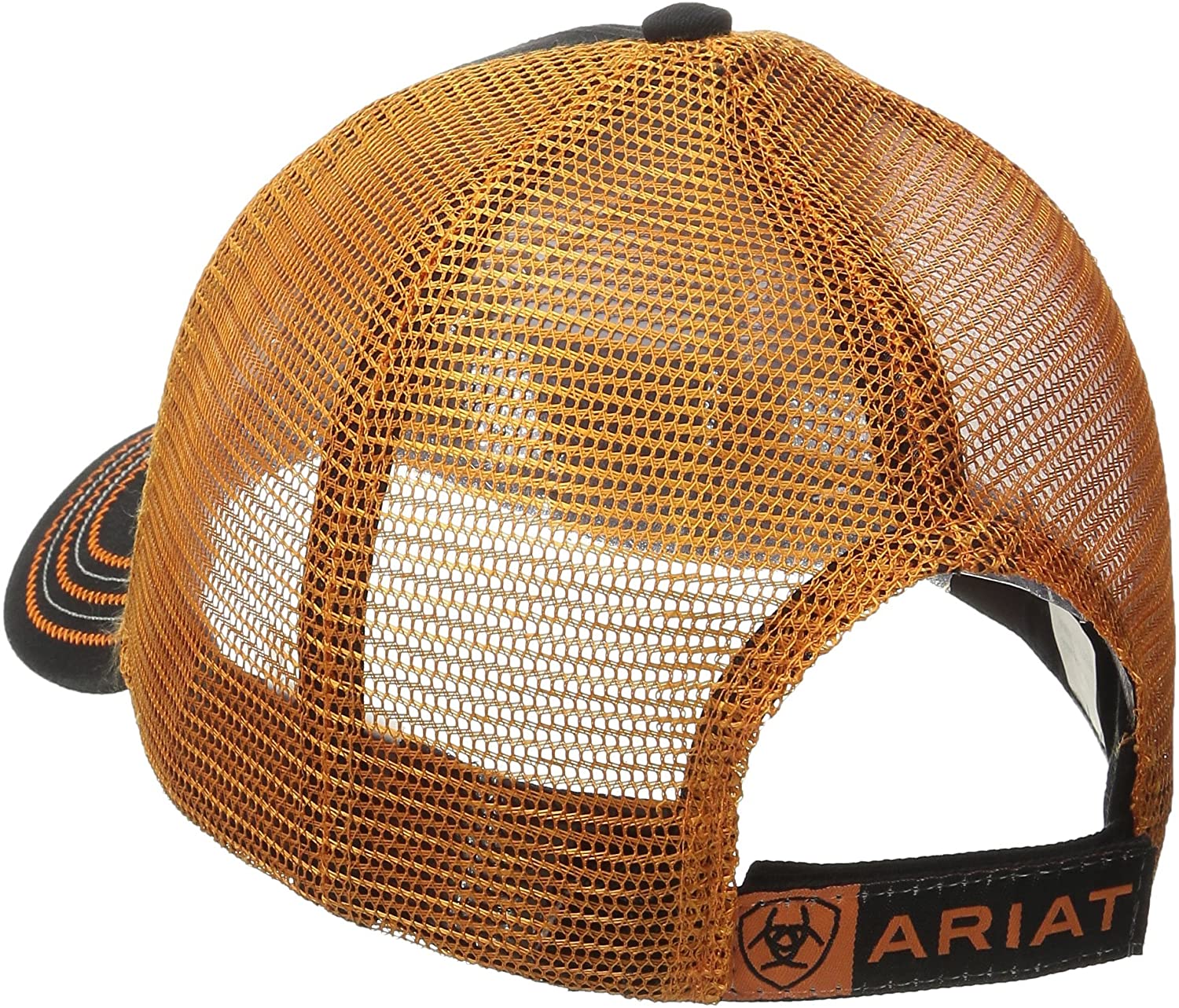 Ariat Mens Adjustable Hook And Loop Mesh Cap Hat (Black/Orange, One Size)